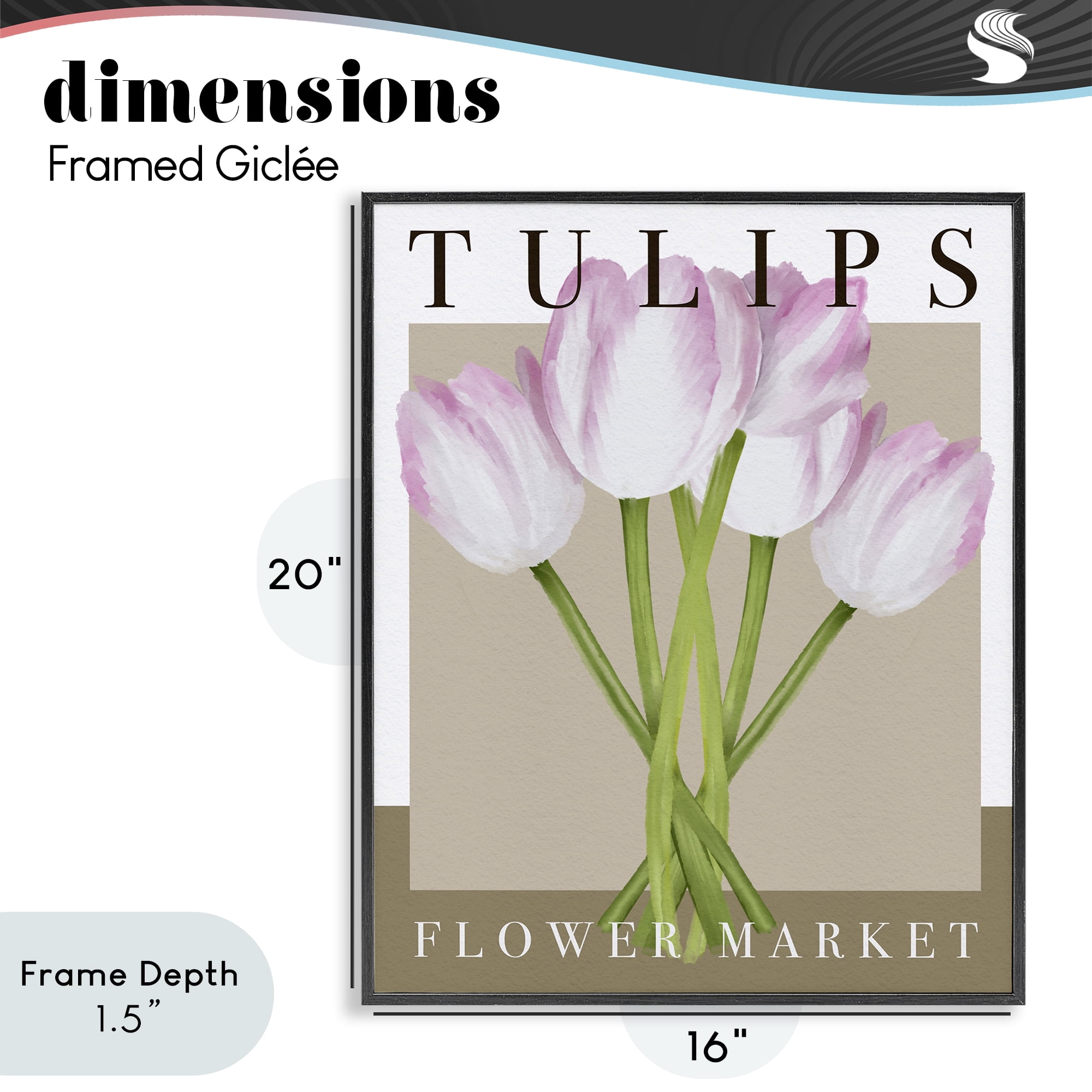 Stupell Industries Tulips Flower Market Black Framed Giclee Art, design by Jennifer Stith