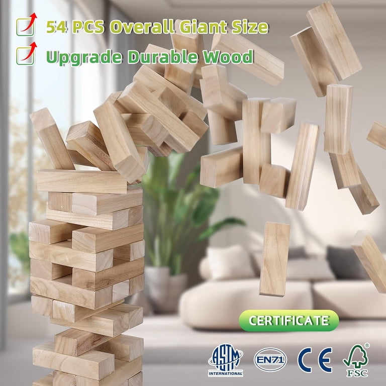 Giant Tumble Tower Game, Wooden Blocks, 54 Pieces photo 4