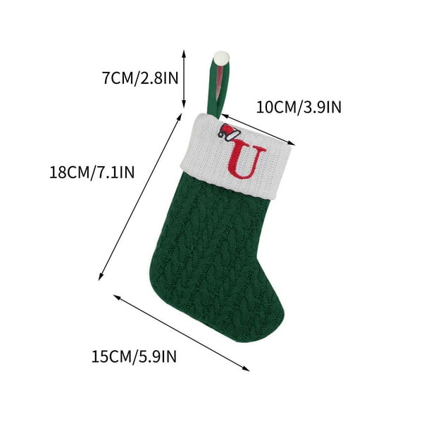 Bolsas de Regalo de Navidad de Punto de Lana de Navidad con Alfabeto Bordado,Verde 18x15cm para Niños Dulces Y Decoración de Vacaciones,Bolsas de Regalo de Vacaciones