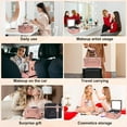 thumbnail image 5 of Makeup Box with Led Mirror,Travel Train Hard Case with Rechargeable Mirror Adjustable Dividers,Cosmetic Organizer Storage Bag for Makeup Artist,Appropriate Gift for Women Girls,Sparkling Rose Gold, 5 of 14