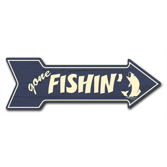 SignMission P-ARROW8-999841 8 x 24 in. Wide Gone Fishin Arrow Sign