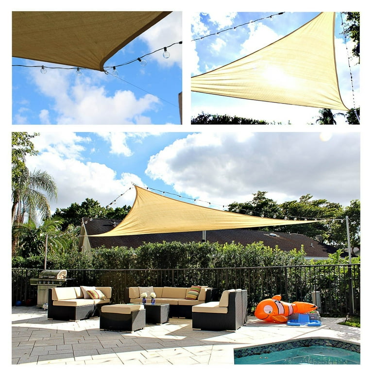 Triangle Sun Shade Sail 20 x 20 x 20 Ft UV Block Fabric