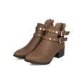 thumbnail image 5 of New Women Qupid Wasco-11X PU Pointy Toe Studded Double Buckle Chunky Heel Bootie, 5 of 6