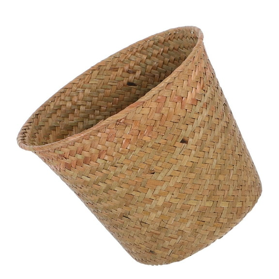 HOOWIFFY Woven Wastebasket Storage Seagrass Round Top Simple Design for Home Users 1Pack