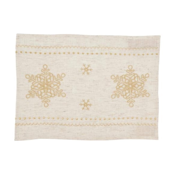 14 x 20 in. Elegant Snowflake Embroidered Oblong Placemat, Natural - Set of 4