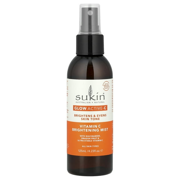 Sukin Glow Active-C, Vitamin C Brightening Mist, All Skin Types, 4.23 fl oz (125 ml)