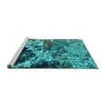 thumbnail image 2 of Ahgly Company Machine Washable Indoor Round Oriental Turquoise Blue Industrial Area Rugs, 4' Round, 2 of 4