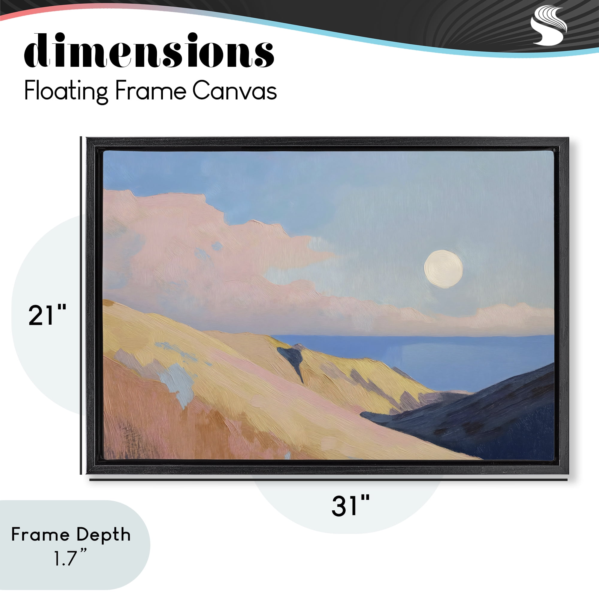 Stupell Industries Pink Hills At The Ocean Black Framed Floater Canvas Wall Art, design by Gina Kelly
