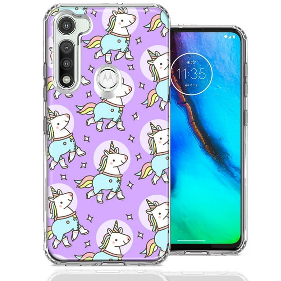 MUNDAZE For Motorola Moto G Fast Cute Unicorns Purple Design Double Layer Phone Case Cover