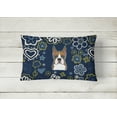 thumbnail image 2 of Caroline's Treasures BB5074PW1216 Blue Flowers Boxer Canvas Fabric Decorative Pillow , 12H x16W, multicolor, 2 of 3