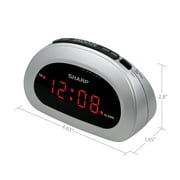 SHARP Digital Alarm Clock, Cosmic Silver, Easy to Set Controls, Red LED Display