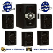 Acoustic Audio AA5240 Home Theater 5.1 Bluetooth Speaker System with Optical Input and 2 Extension Cables