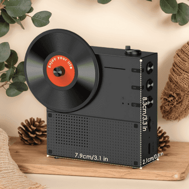 Qoosea Portable Bluetooth Speaker Vintage Record Ornament Wireless Bluetooth Speakers,Support USB/TF Card/AUX,Bluetooth 5.3,1200mAh Battery Capacity