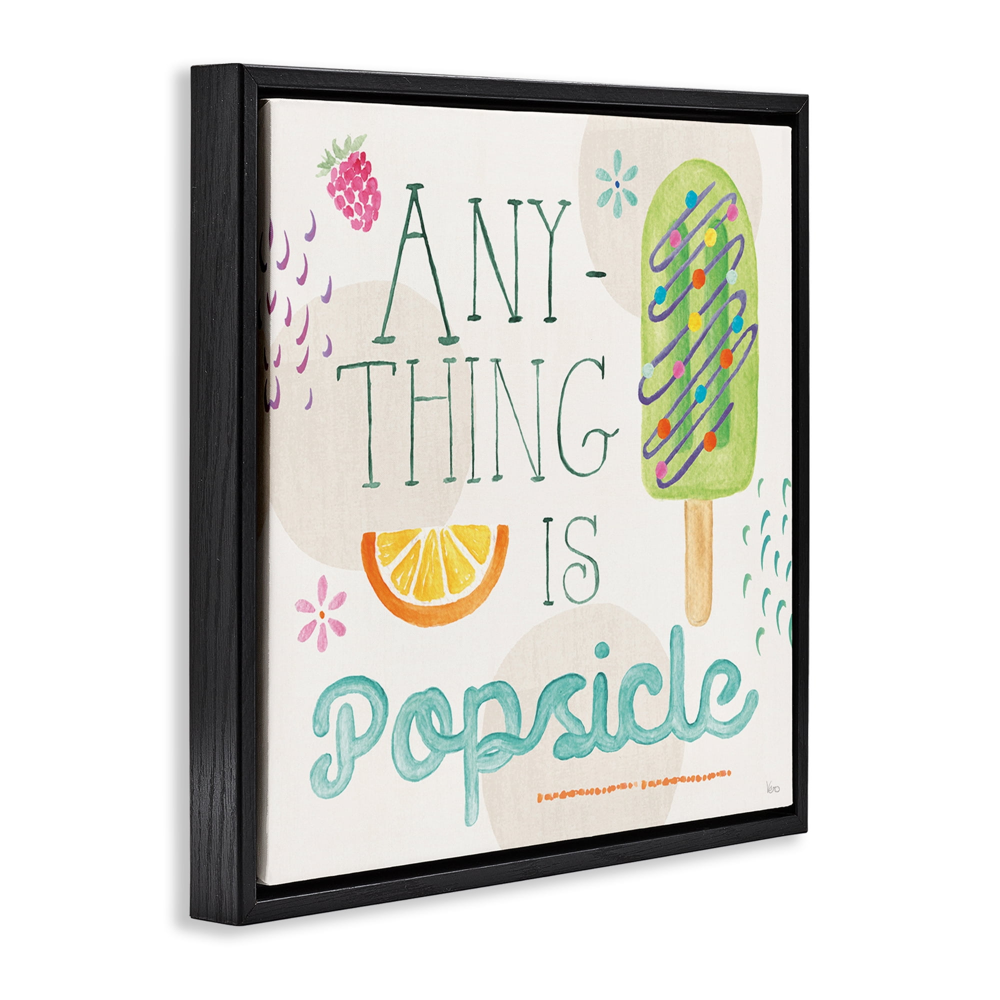 Stupell Industries Anything Is Popsicle Food & Beverage Painting Black Floater Framed Canvas Art Print Wall Art, 18 x 18