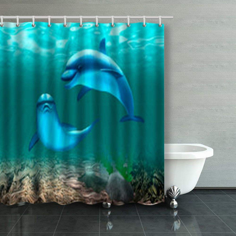 BPBOP Two Floating Dolphins Turquoise Sea Waterdolphins Dolphin Art ...
