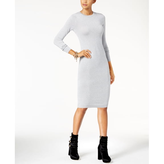 Michael Michael Kors Petite Metallic Sweater Dress Pearl Heather PM
