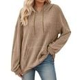 thumbnail image 2 of Sweater Hoodies for Women 2025 Long Sleeve Ribbed Knit Hoodie Sweaters with Pockets Hooded Sweatshirt Pullover Top, 2 of 6