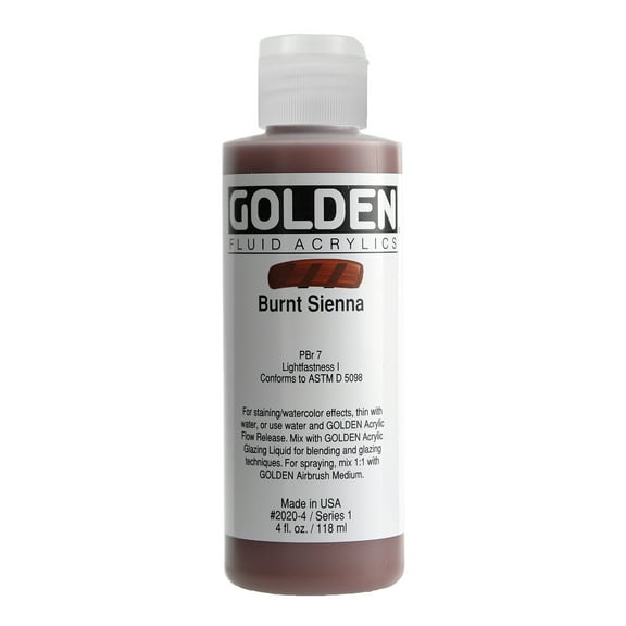 Golden Fluid Acrylic Paint - Burnt Sienna, 4 oz