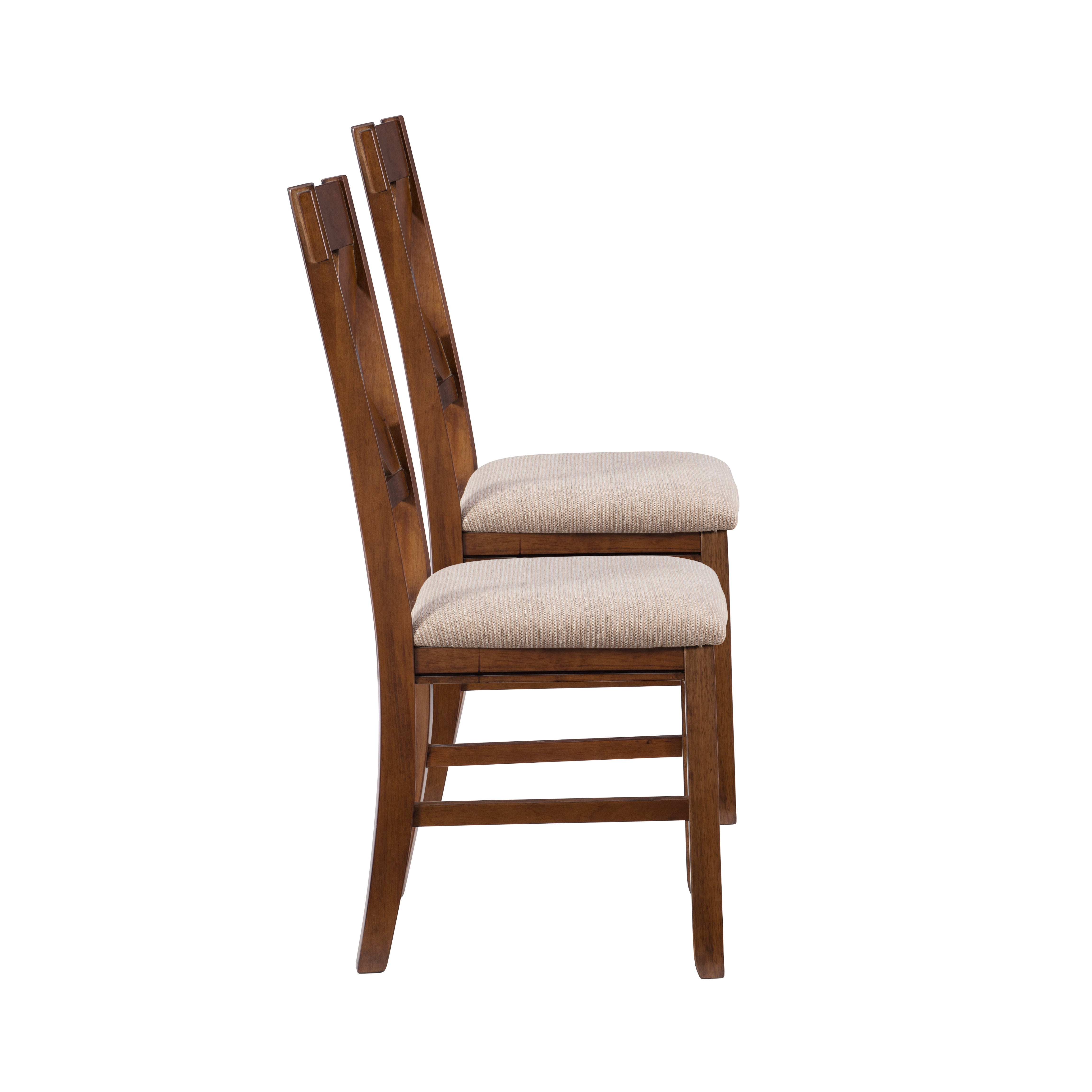 Linon Kraven Set of 2 X-Back Dining Chairs in Dark Hazelnut Brown Wood