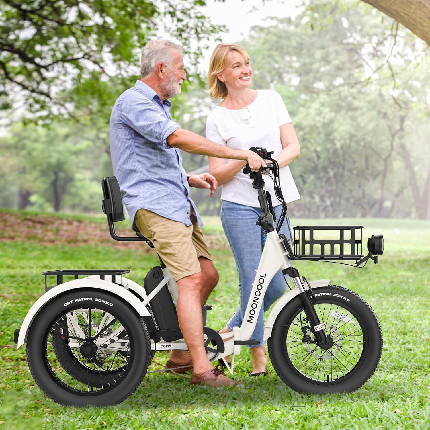 ABORON 20" Fat Tire Electric Trike 750W 48V Motorized Folding Commute E-Bike for Adult, Foldable 3 Wheel Electric Bicycle Trike for Senior Women with Front & Rear Basket