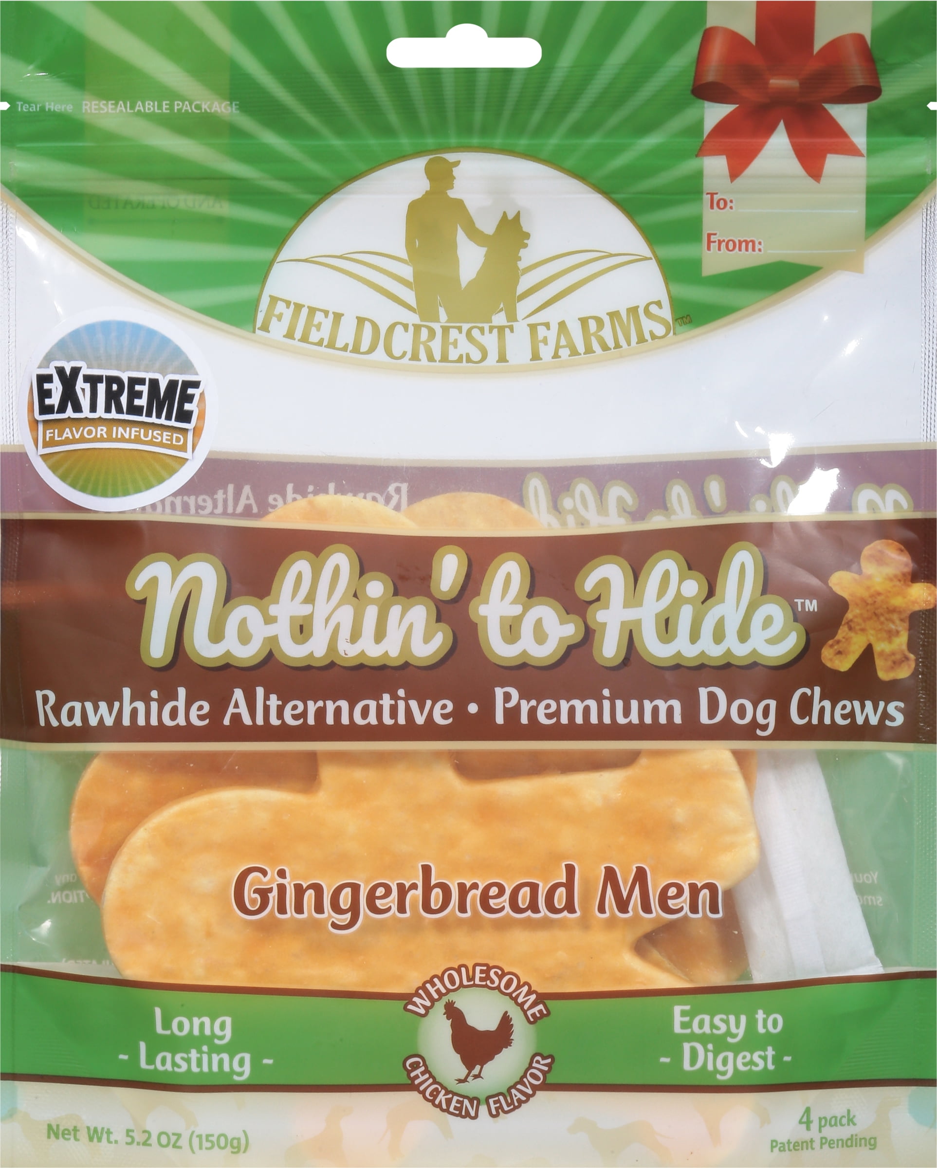 Fieldcrest Farms Nothin To Hide Gingerbread Man Chicken Dog Treats Chicken 1ea/4 pk