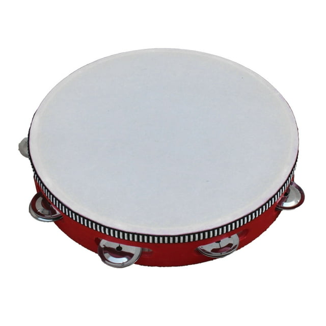 Pandereta de madera con cascabeles Bling Bling instrumento musical de percusión educativo 4 pulgadas rojo