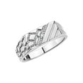 thumbnail image 4 of RYLOS Men's Rings Sterling Silver Classic 1/2 Nugget Design Ring with Diamonds, Great Mens Jewelry Size 10, 4 of 7