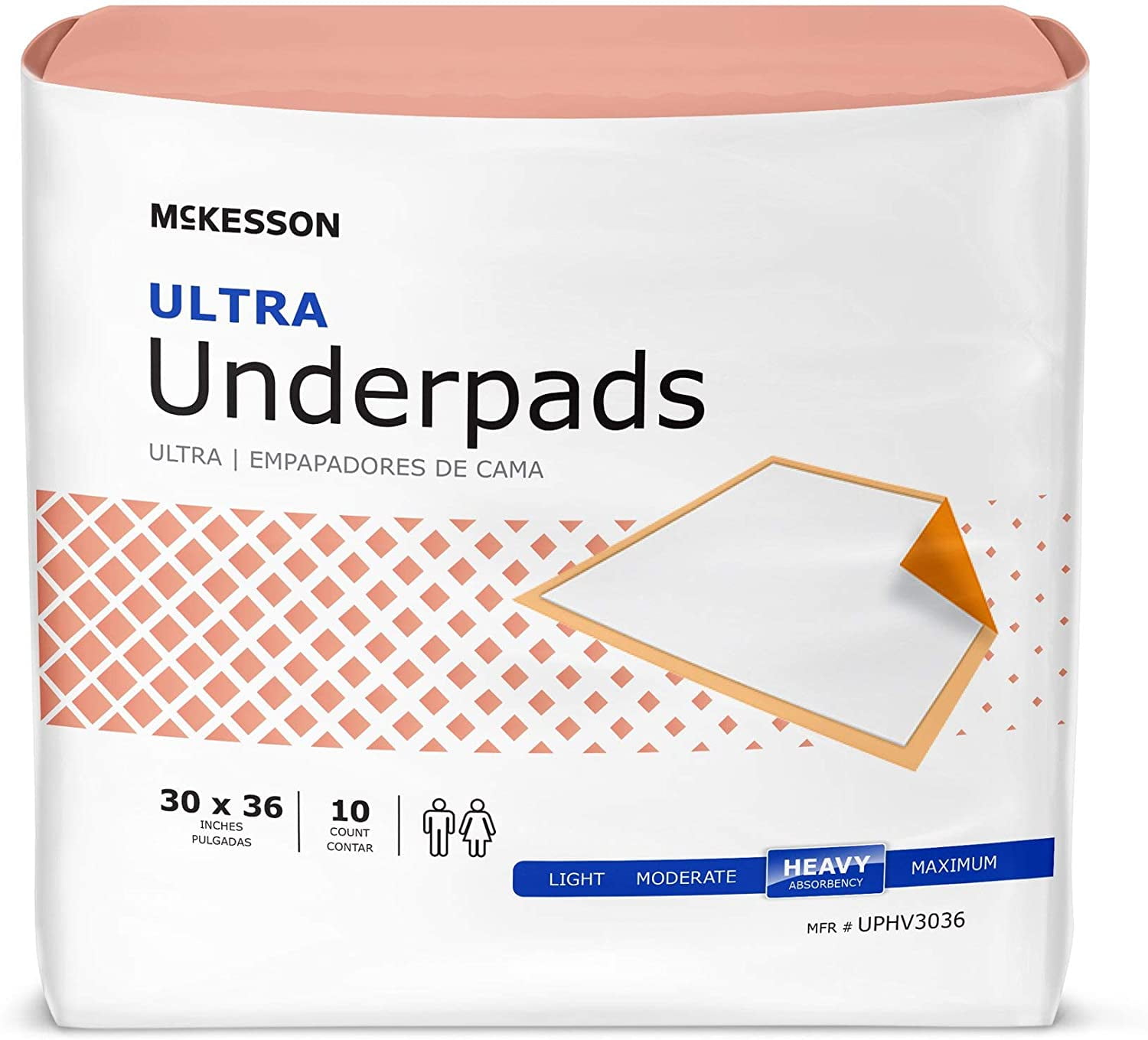 McKesson Ultra Underpad 30 X 36 Inch  30 X 36 Inch Disposable Fluff / Polymer Heavy Absorbency, 2 Packs of 10 bags