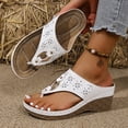 thumbnail image 4 of Flip Flops for Women 2026 Trendy Hollow Out Arch Support Wedge Sandals Platform Summer Slides Comfortable Orthopedic Shoes White Size 6.5, 4 of 6