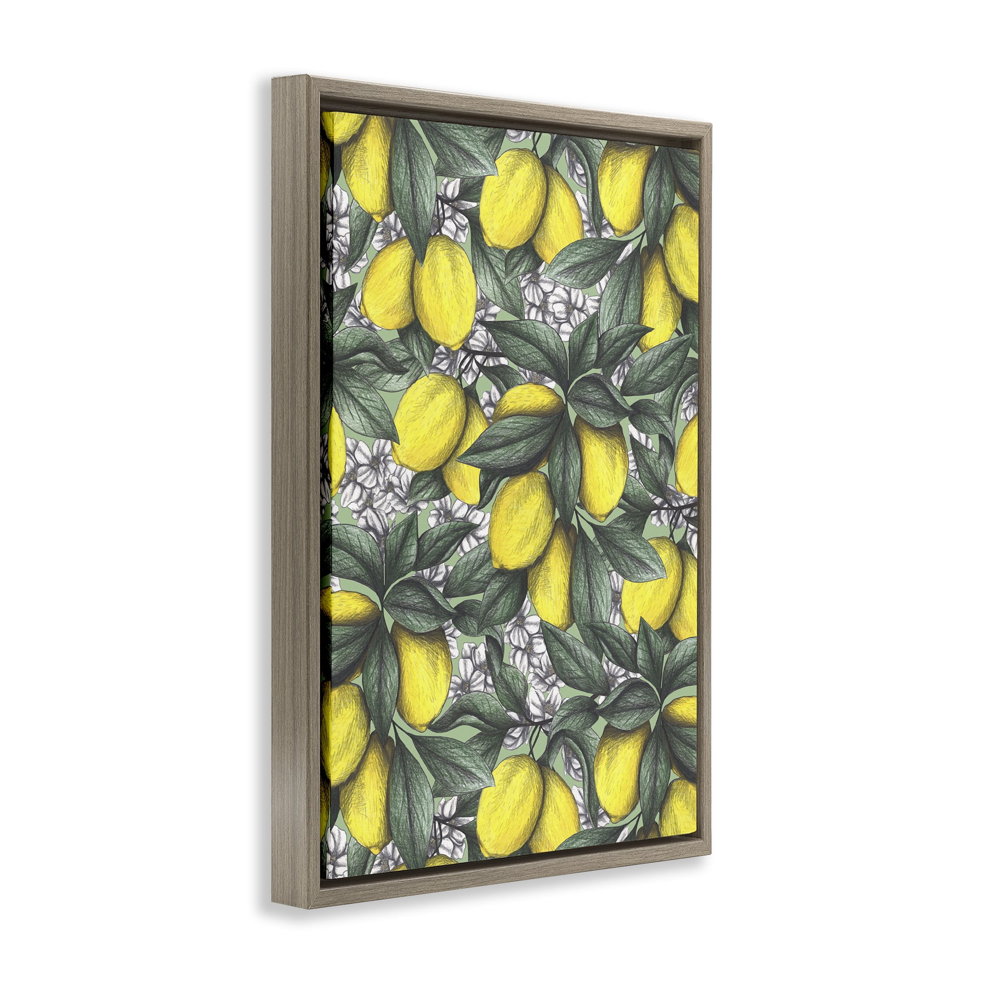 Under The Lemon Tree Brown Framed Floater Canvas Wall Art, design by Cecilia Battaini
