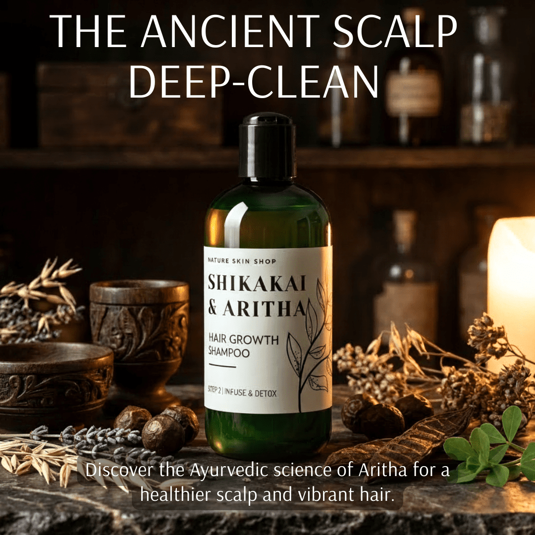 Nature Skin Shop Ayurvedic Dandruff Shampoo with Shikakai, Aritha, Brahmi, Sulfate-Free, Natural, 8.5 oz