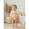 thumbnail image 6 of Miaouyo Infant Baby Girls Halloween Plaid Romper 0 3 6 12 18 Months Pumpkin Embroidery Long Sleeve Round Neck Bow Jumpsuit, 6 of 9