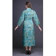 thumbnail image 2 of Bimba Robe de Chambre Turquoise Bleu Feuilles Baies Rouges pour Femmes Longue Robe de Mariée Préparation Chemise Imprimée Peignoir Filles S, 2 of 5
