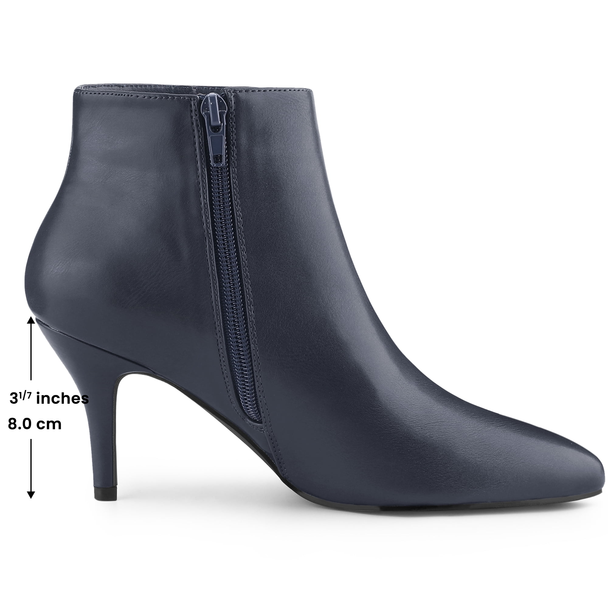 DARING DIVA Women's Pointed Toe Zipper Stiletto Heel Ankle Wrap Boots Dark Blue 9