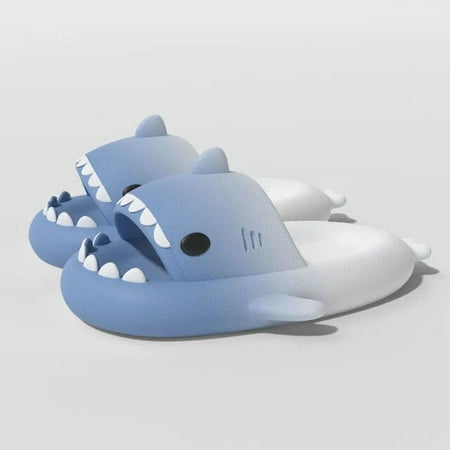 

CoCopeanut Cute Fruit Doodle Design Shark Slippers Women Couples Slides Beach Sandals Fashion Printing Thick Sole Men House Fun Slippers