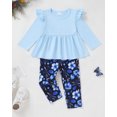 thumbnail image 4 of 2T Baby Girls Clothes 3T Girl 2 Pack Outfits Set Toddler Girl Long Sleeve Top Pants 4PCS Clothing Set Blue, 4 of 6