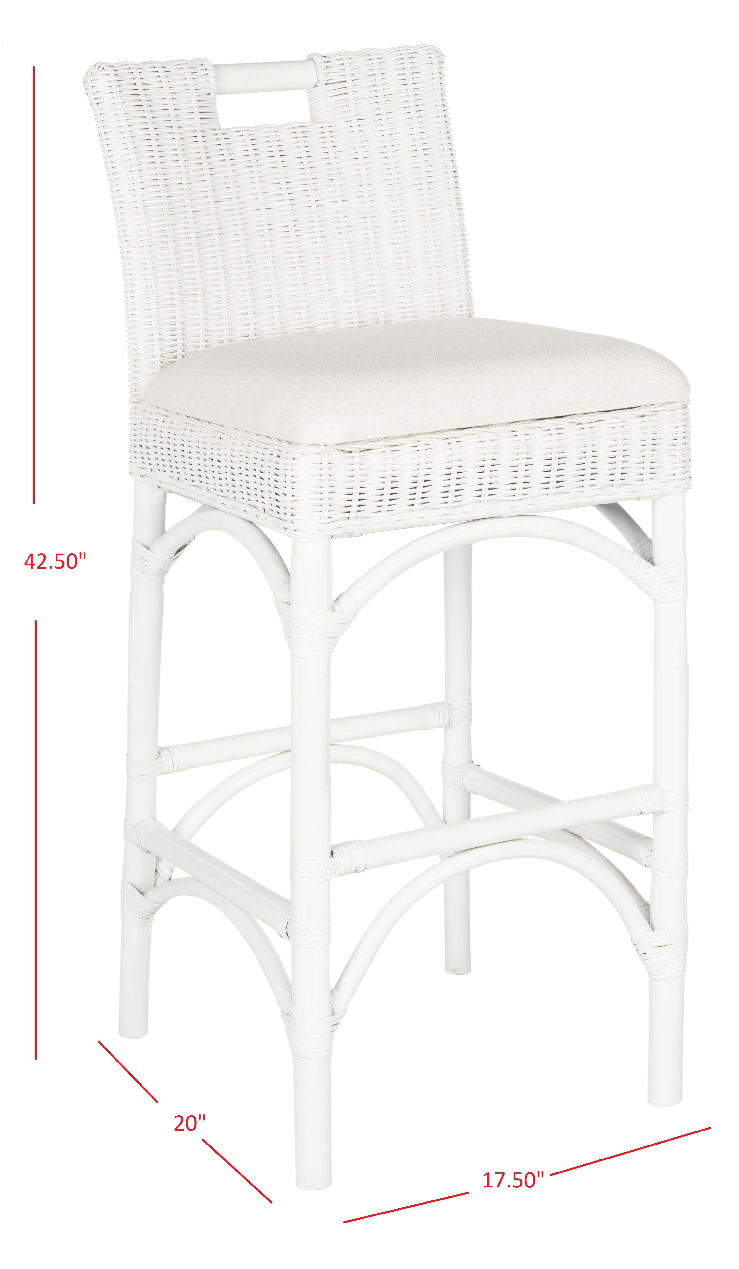 SAFAVIEH Fremont Square Mid Back Bar Stool, White