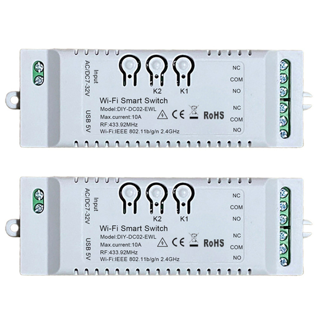 2X 2CH WiFi Smart Switch Minuterie DIY 7-32V 2.4G WiFi+RF433+BT Module d'Automatisation pour Alexa Home IFTTT