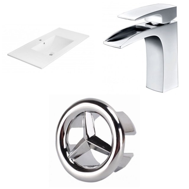 American Imaginations 30-in. W 3H4-in. Ceramic Top Set In White Color AI-24163