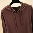 thumbnail image 6 of Plus Size Hoodies for Womens Tops Fashion Casual Long Sleeve Solid Loose T-Shirt Blouse Tops Pajamas Large Female Wearing Home Clothes Hooded Sweater on Clearance, 6 of 7