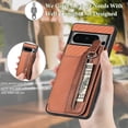 thumbnail image 5 of for Pixel 8 Pro Case Card Holder,Wallet Zipper,Camera Protector,Double Magnetic Clasp,Leather Kickstand Card Slots Protective Flip Cases Cover for Google Pixel 8 Pro (2023) (Brown), 5 of 14