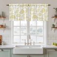 thumbnail image 2 of Boho Yellow Floral Tier Curtains, Vintage Farmhouse Paisley Plant Leaf Light Filtering Kitchen Curtains, 2Pcs Rod Pocket Half Window Treatments Panels for Sink Cafe Cabinet Camper 27.5x24 Inches, 2 of 9