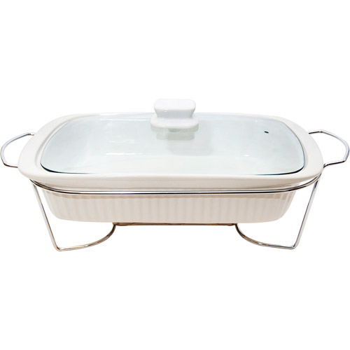 Rectangular 1Quart Bake and Serve Chafing Warmer Set, White