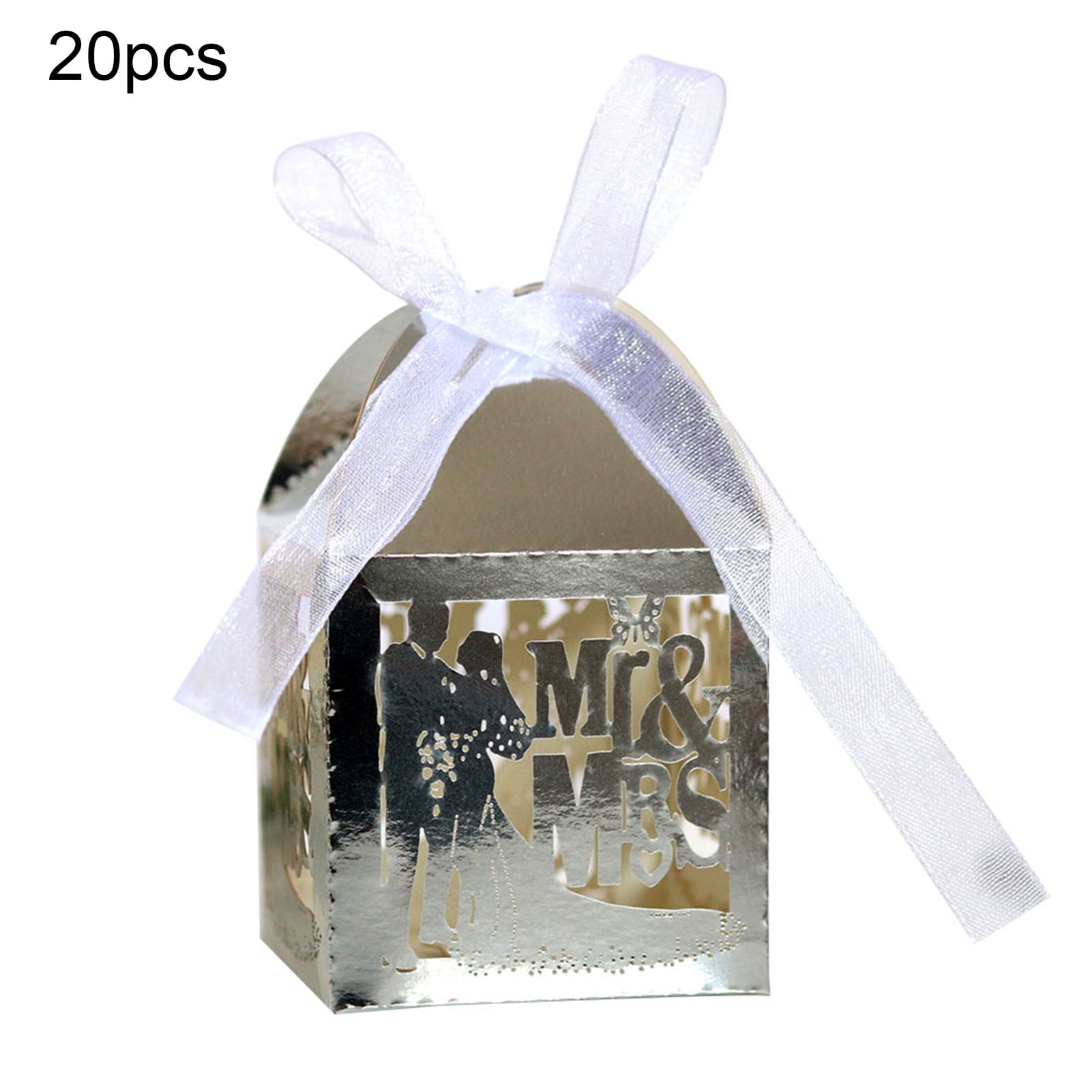 50-200pcs Sliver Gold Bridal Wedding Party Favor Gift Ribbons Candy Boxes Bags 