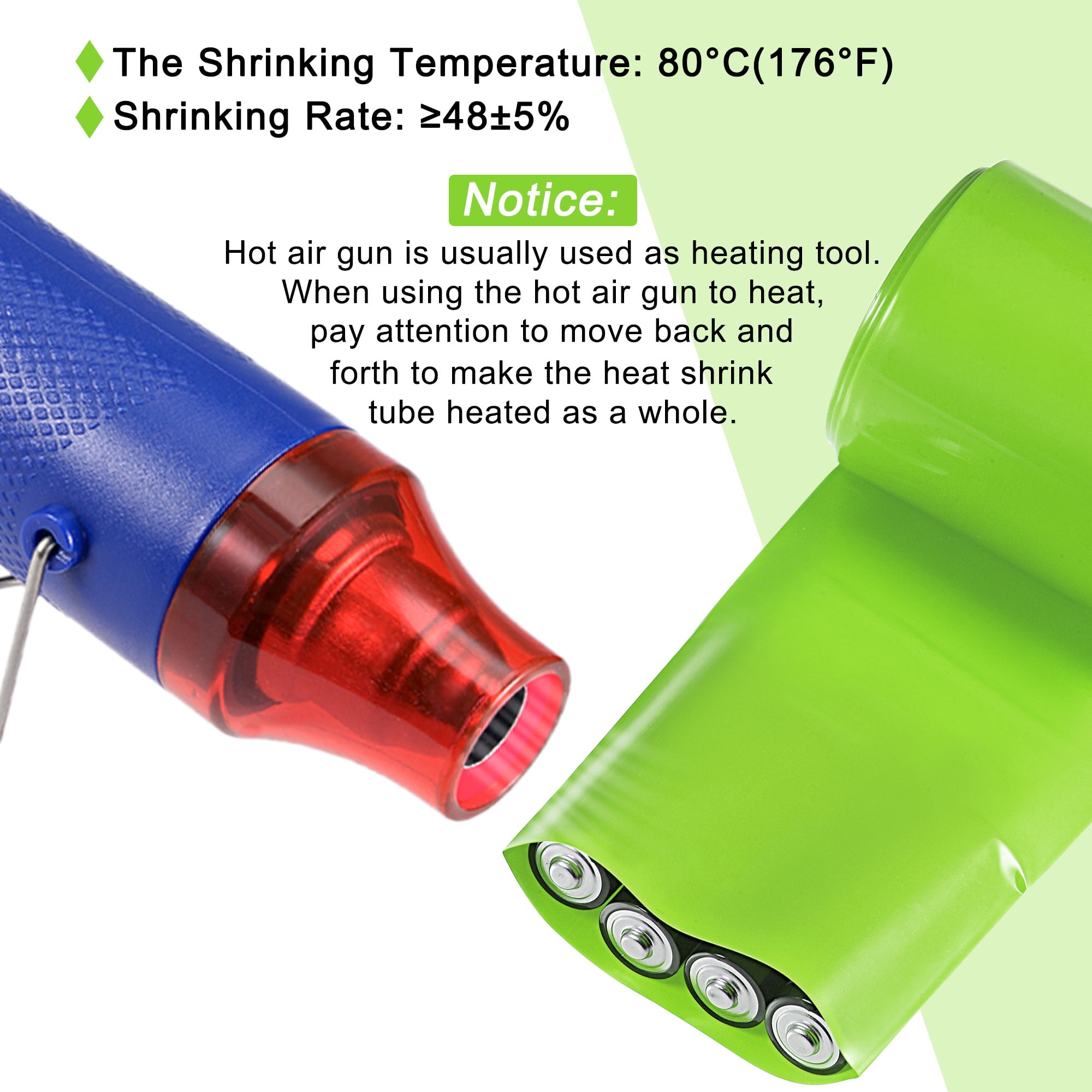 Unique Bargains Battery Wrap Heat Shrink Tube Good Insulation Pack Green 3.15" Flat 10ft