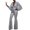 Silver, variant on Valentines Day SEMPAI Women Fashion Slim Bronzed Metal Style Long Sleeve Jumpsuit Evening Dress Straight Leg Women's Pants