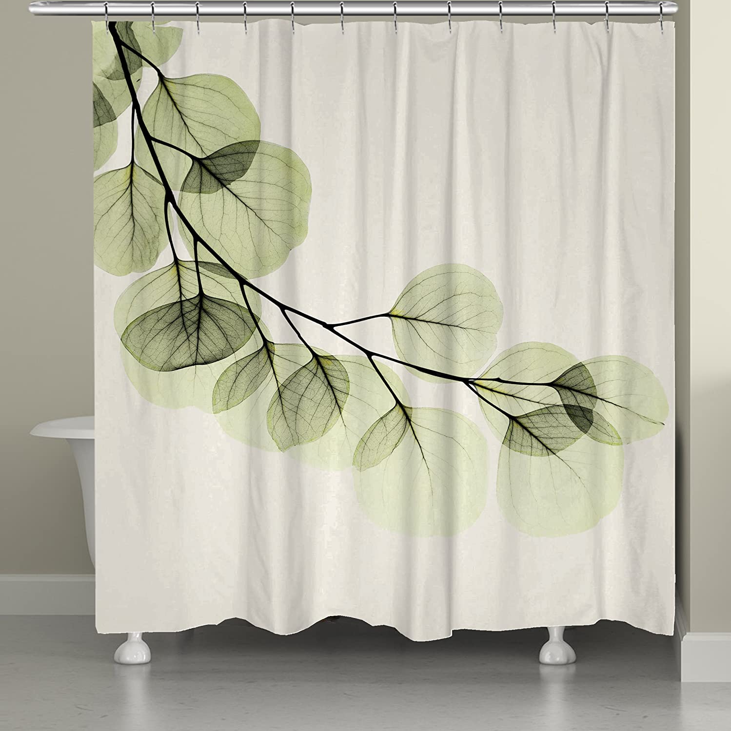 KUSONG Eucalyptus XRay Shower Curtain, 71 x 74