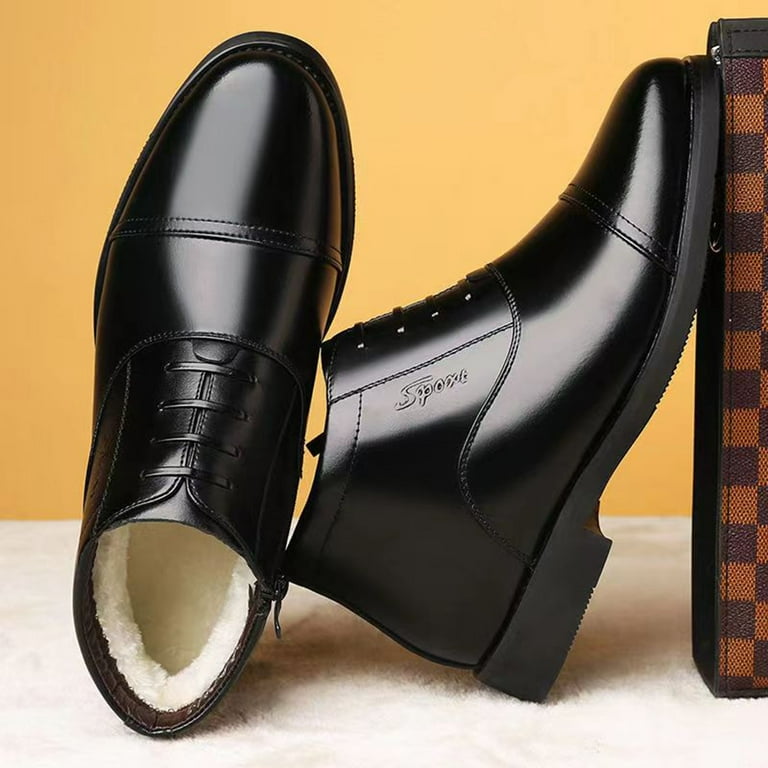 Fsqjgq Black Mens Dress Shoes, PU Leather, Lace-Up, High-Top Fsqjgq Black Mens Dress Shoes, PU Leather, Lace-Up, High-Top