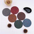 thumbnail image 2 of 6 Color Waterproof PU Leather Coaster Heat Resistant Round Cup Coaster Cup Mat Tableware Insulation Mat Bowl Placemat Home Decor, 2 of 8