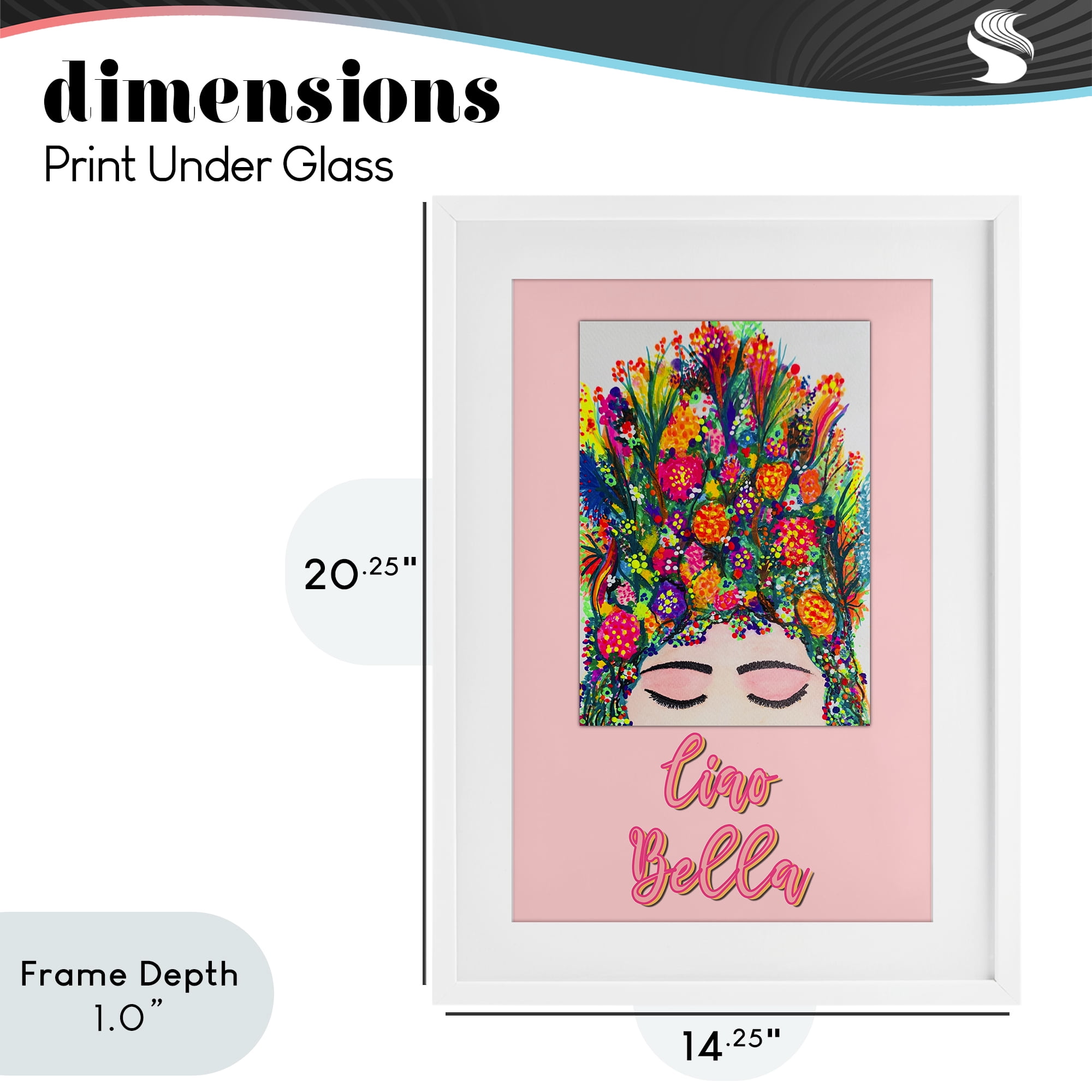 Stupell Industries Ciao Bella Floral Woman White Framed Print Under Glass, design by Pooja Dave
